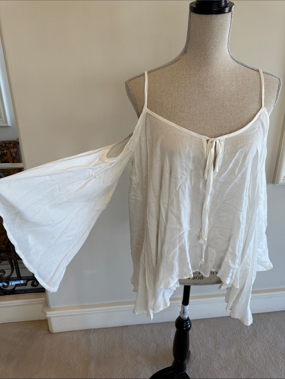 White Cold-Shoulder Flowing Camisole Top